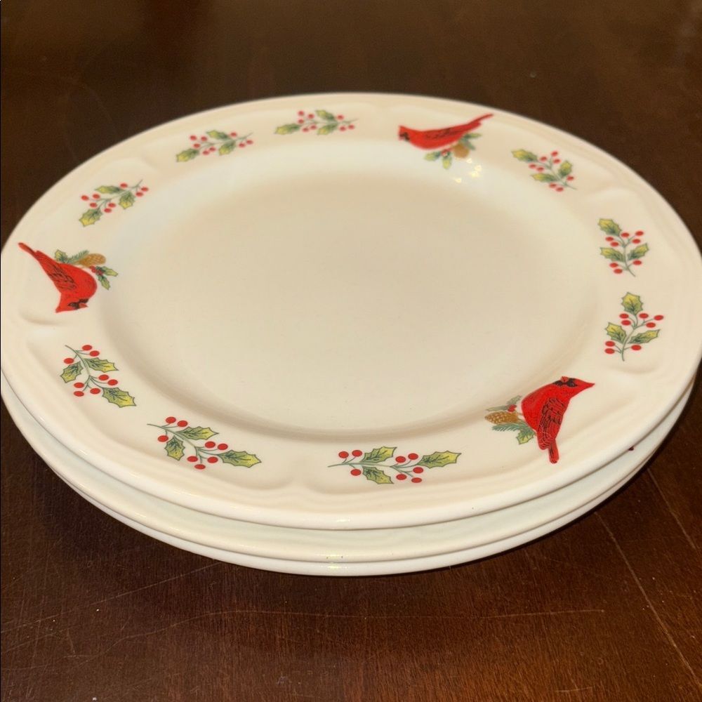 3 Winter Birds Dinner Plates by Everyday Gibson Designs Cardinals & Holly